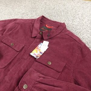 NEW Robert Graham Jacket Mens L Red Purple Corduroy Quilted Button Coat Shacket